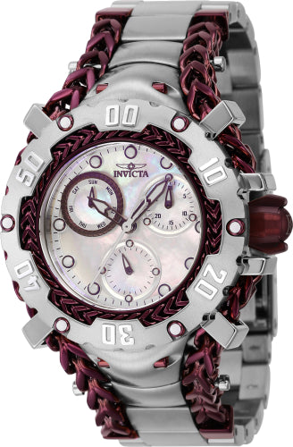 invicta Women's 41110 Gladiator Quartz Chronograph Burgundy, Silver, White Dial Watch
