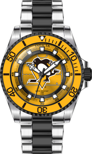 Invicta Women's 42208 NHL Pittsburgh Penguins Quartz Yellow, White, Black Dial Color