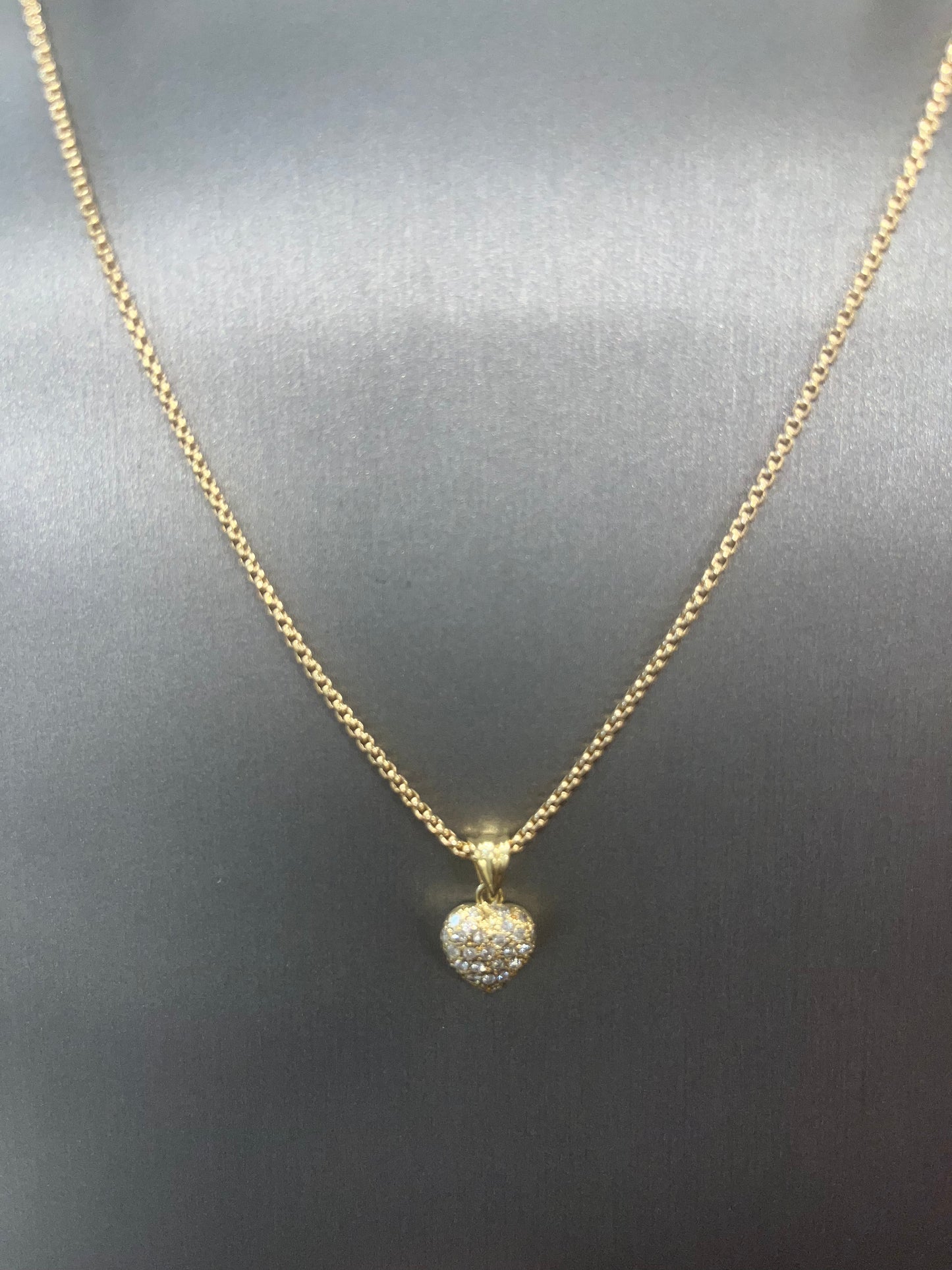 14K Yellow Gold Diamond Micro Heart Pendant