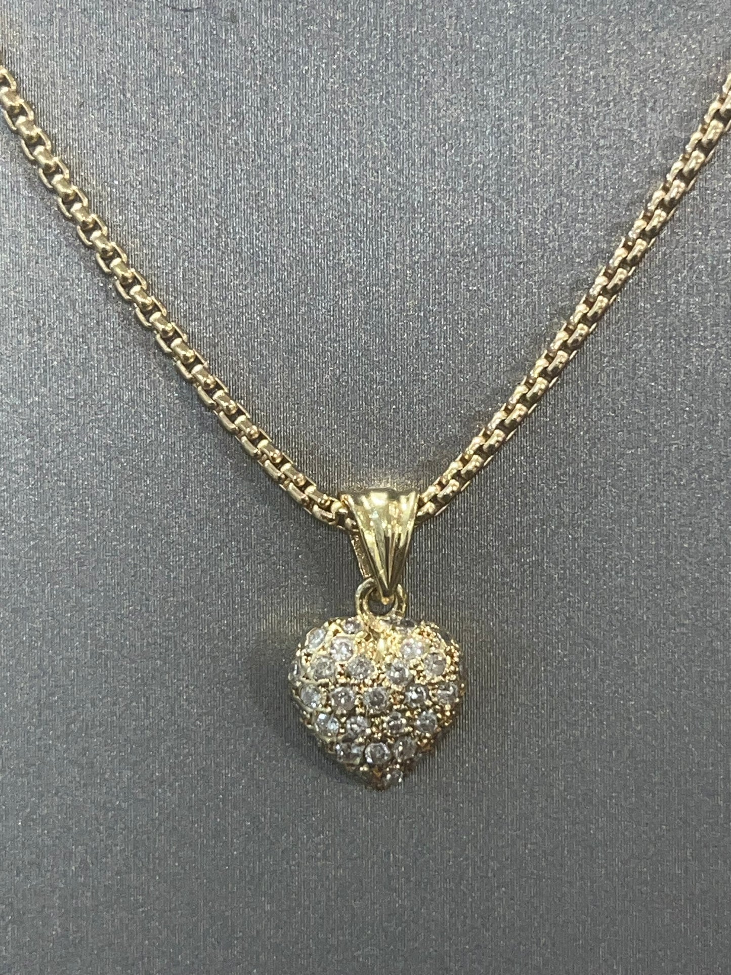 14K Yellow Gold Diamond Micro Heart Pendant