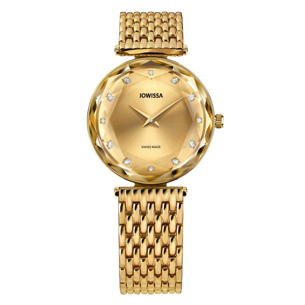 FACET BRILLIANT, Brilliant-Cut, Gold Plated Swiss Quartz Watch, 15MM Band -Gold Dial | MSRP: $369.90