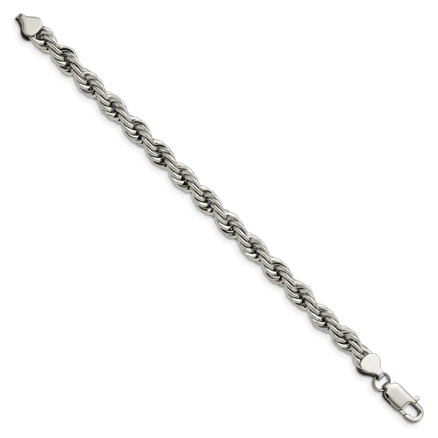 Stainless Steel Polished 7mm 7.25in Rope Bracelet