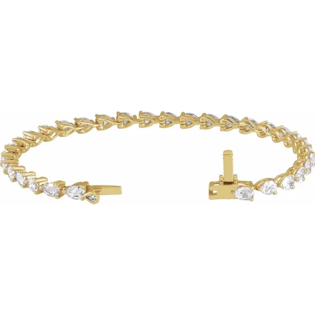 14K Yellow 6 1/2 CTW Lab-Grown Pear Diamond Line 7" Bracelet