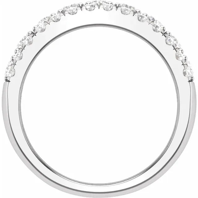 14KT White Three-Row Anniversary Band