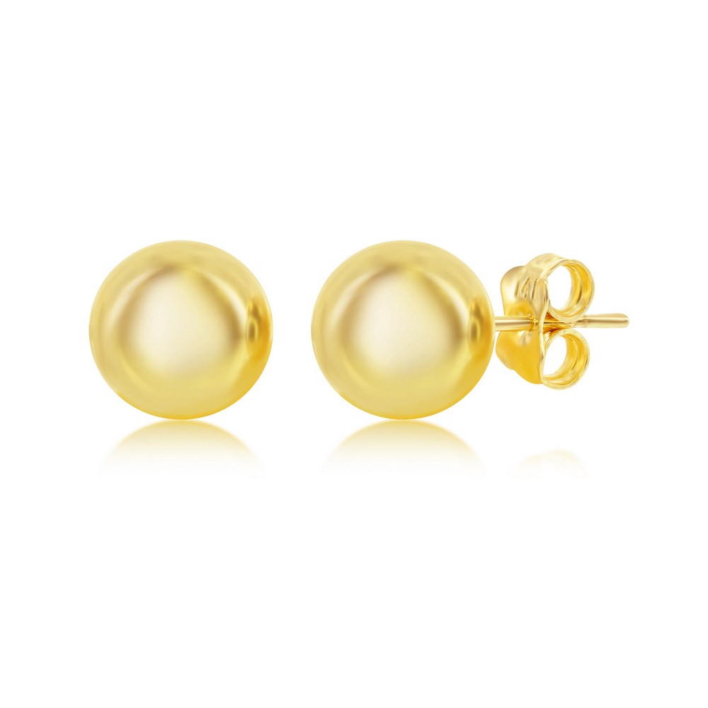 Yellow Gold 10mm Bead Studs - 14K Gold