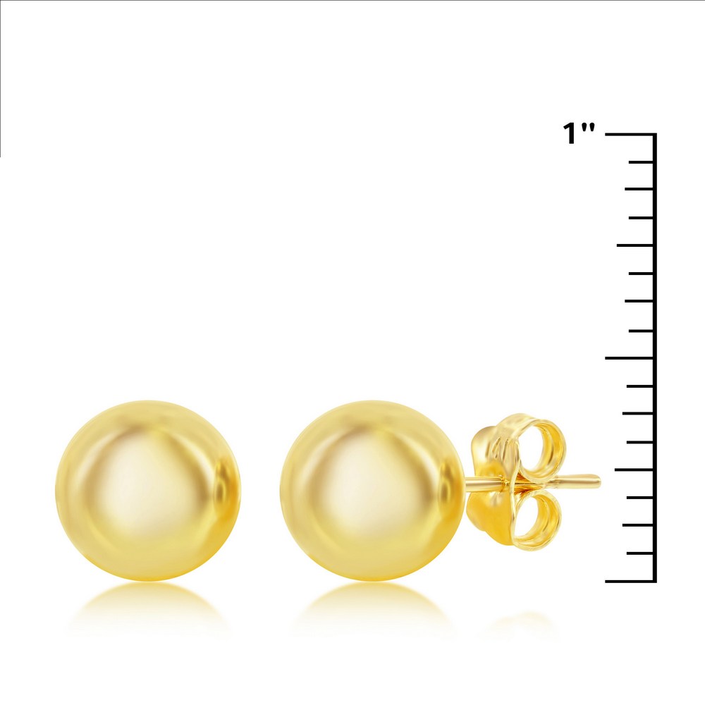Yellow Gold 10mm Bead Studs - 14K Gold