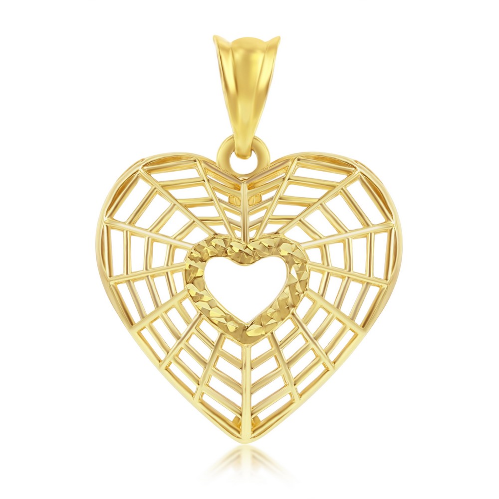 Yellow Gold Cut-Out Heart Pendant - 14K Gold