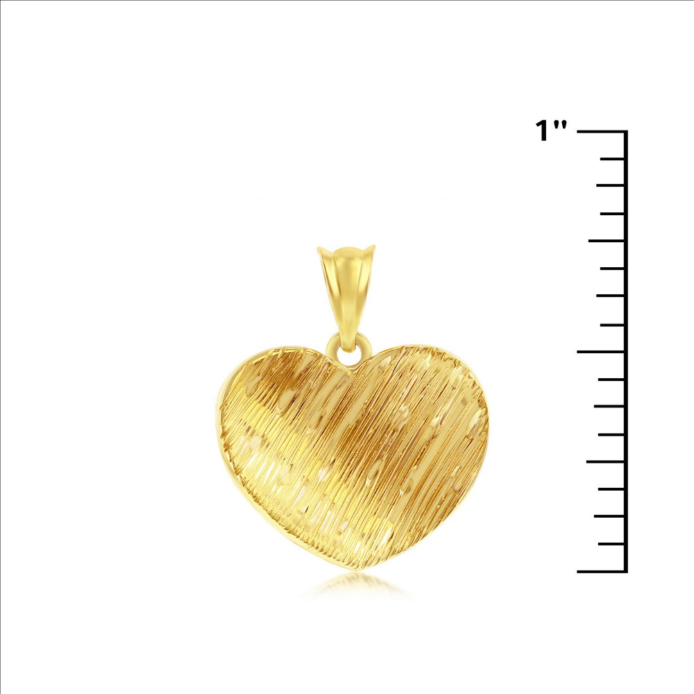 Yellow Gold Textured Heart Pendant - 14K Gold