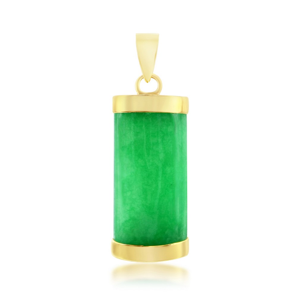 14K Yellow Gold, Jade Rectangle Pendant