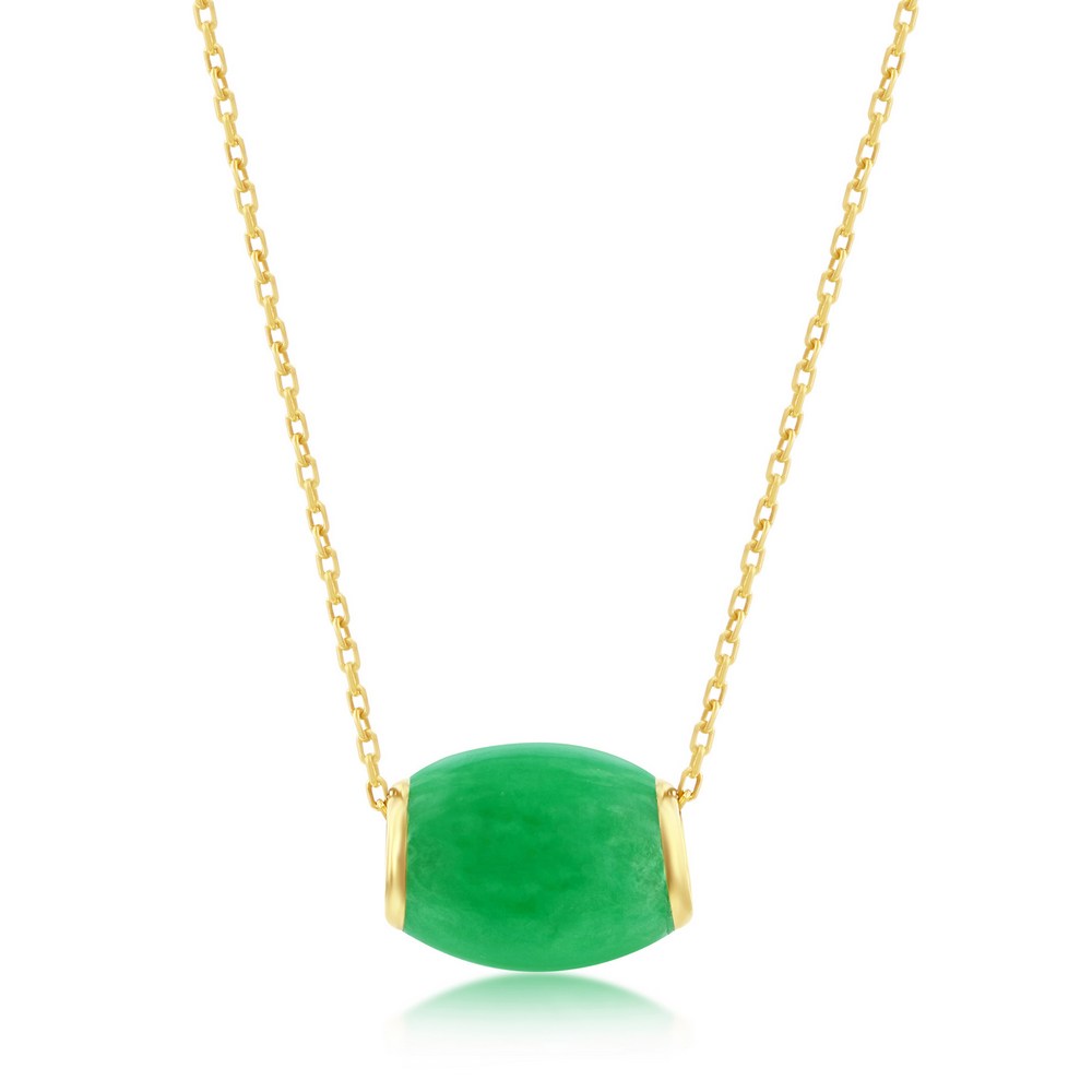 14K Yellow Gold, Jade Oval Bead Slide Pendant