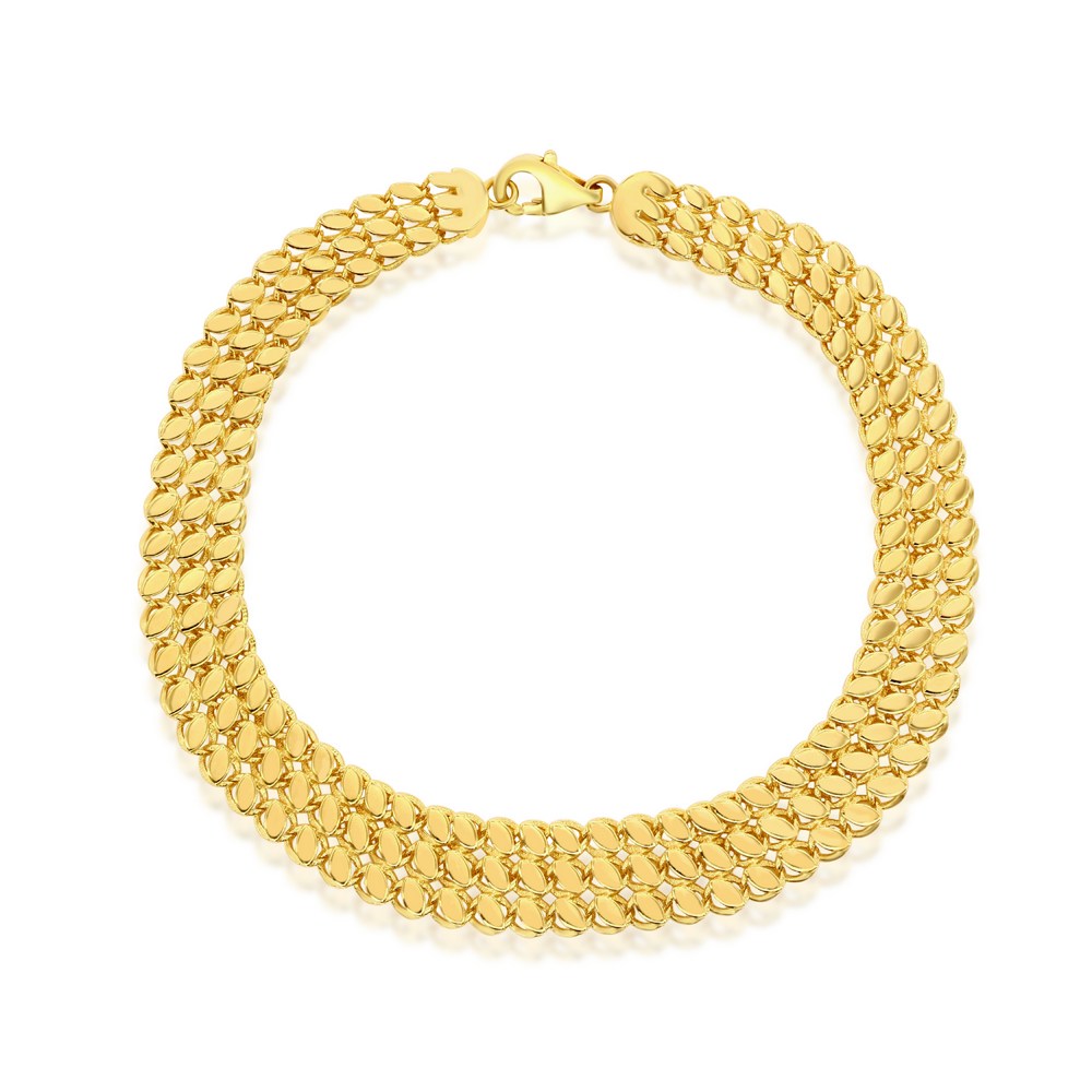 14K Yellow Gold Triple Oval Row Bracelet