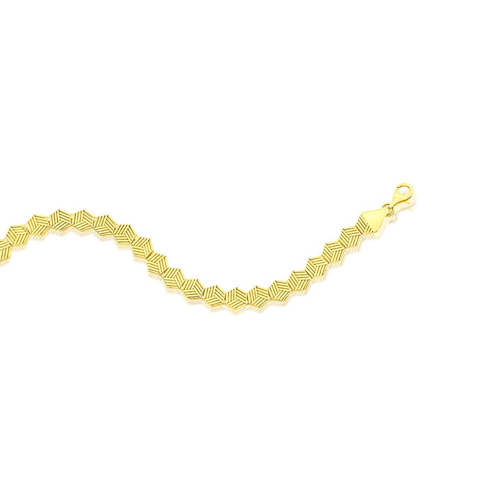 14K Yellow Gold, Lined Hexagon Bracelet