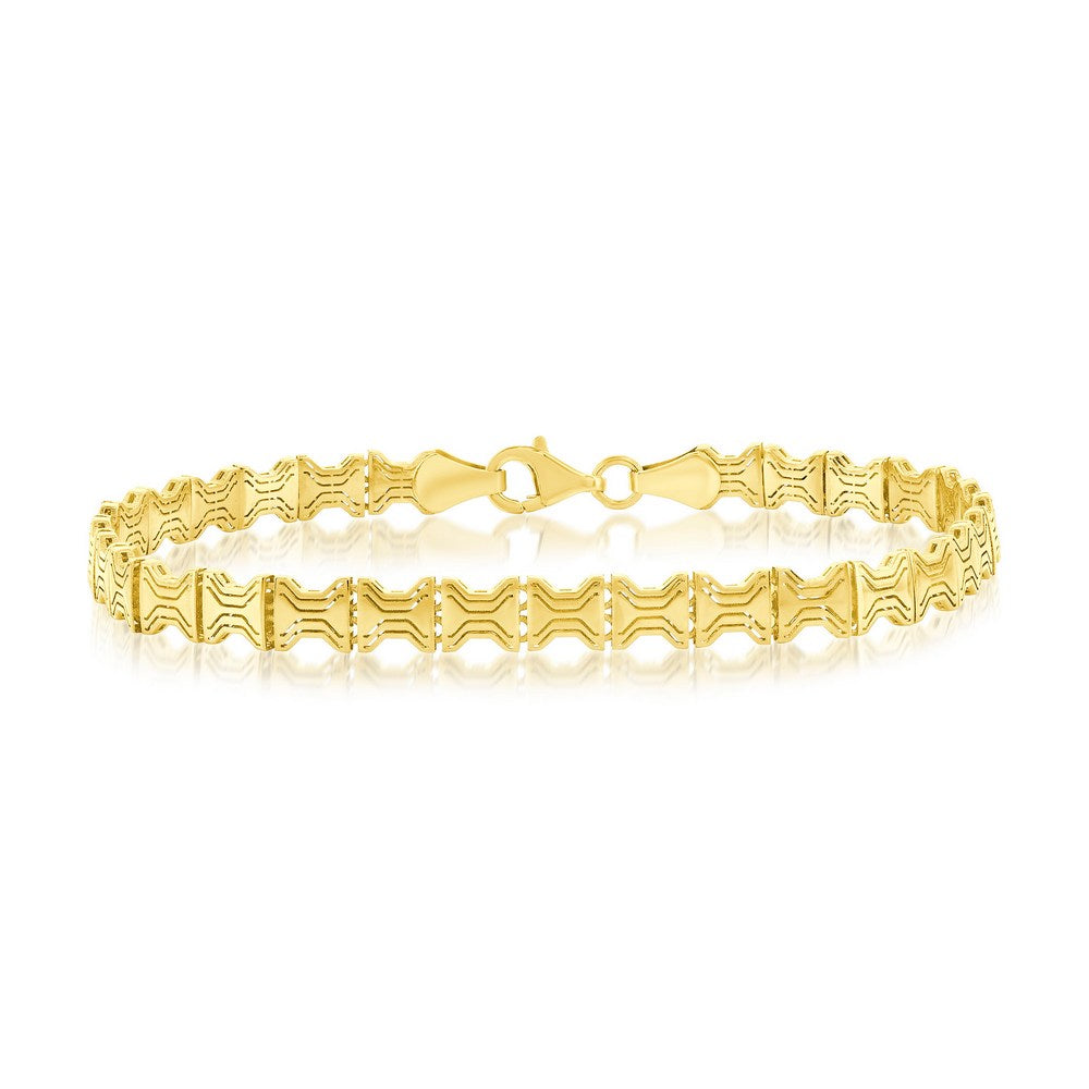 14K Yellow Gold, 'X' Design 5mm Bracelet