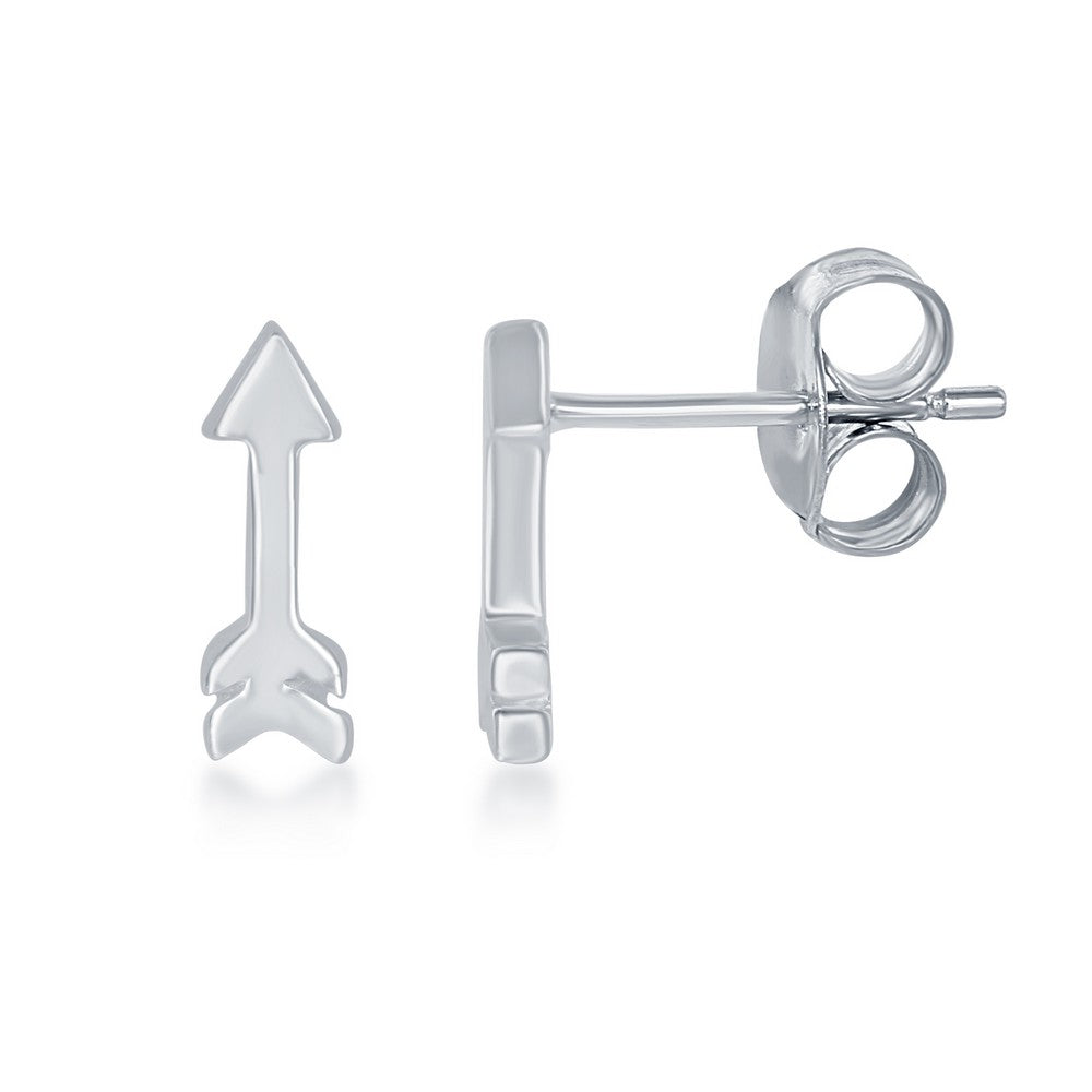 Sterling Silver Set of 3 Bar, Arrow, and Angel Wings Stud Earrings