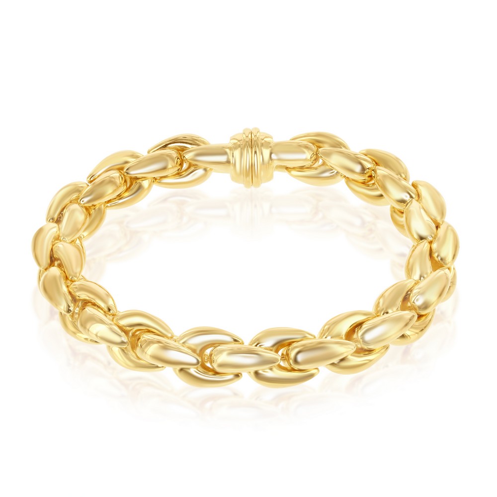 Sterling Silver W/14K Gold Overlay, Oval-Linked Bracelet, MADE IN ITALY