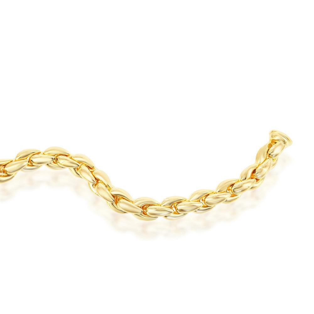 Sterling Silver W/14K Gold Overlay, Oval-Linked Bracelet, MADE IN ITALY