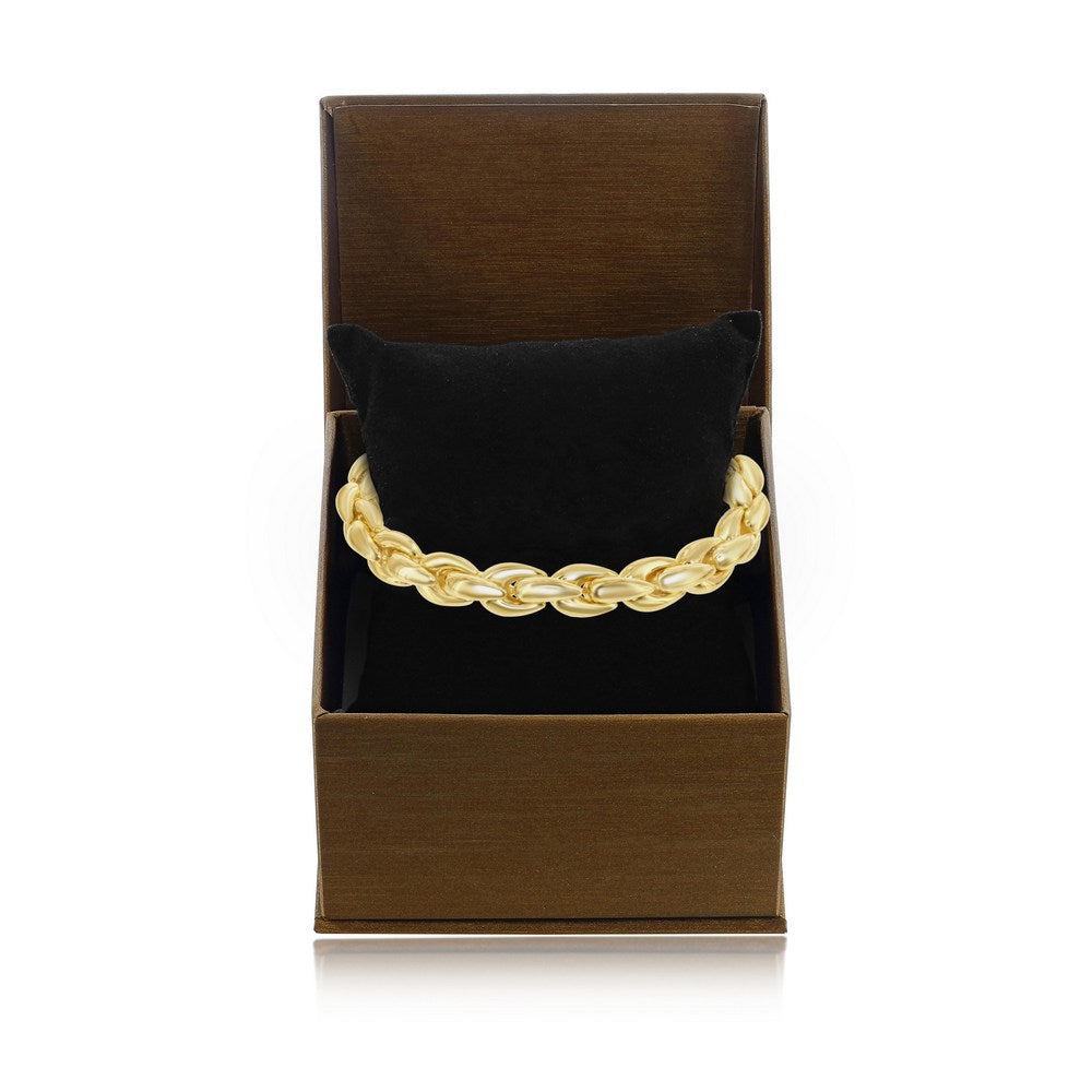 Sterling Silver W/14K Gold Overlay, Oval-Linked Bracelet, MADE IN ITALY
