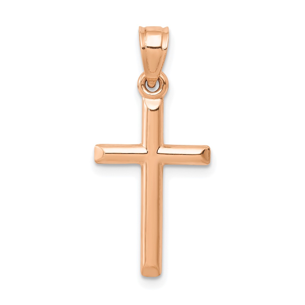 14k Yellow Gold Polished Hollow Cross Pendant