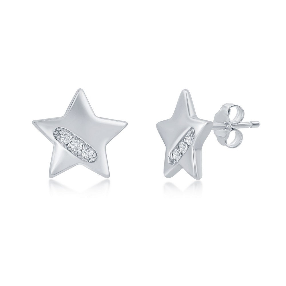 Sterling Silver Star CZ Earrings