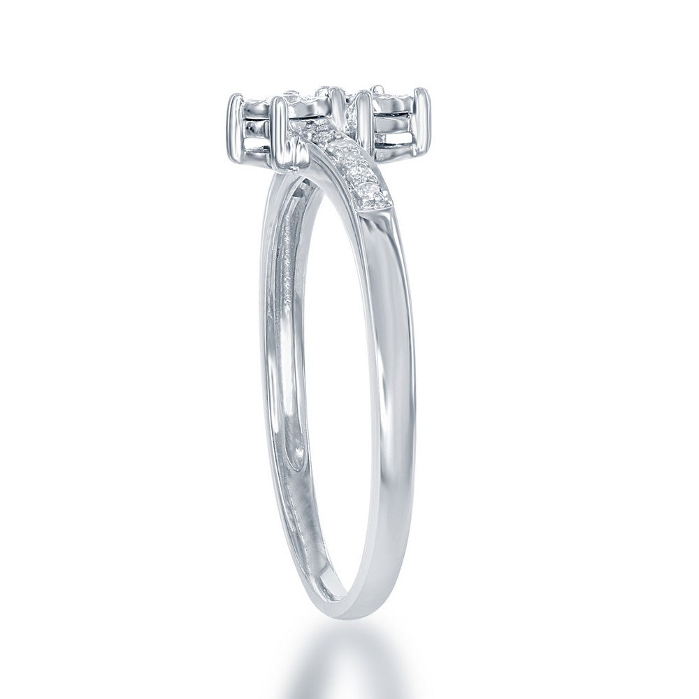 Sterling Silver Two-Stone 1/8th cttw Round Diamond Overlapping Ring