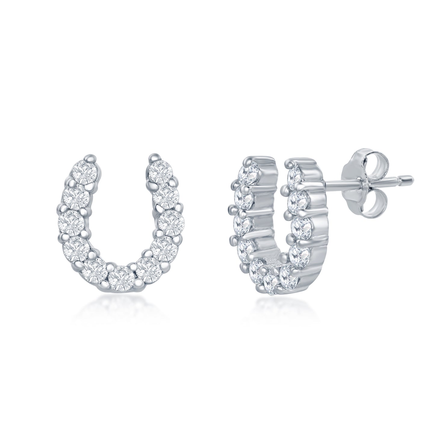 Sterling Silver Horse Shoe CZ Earring