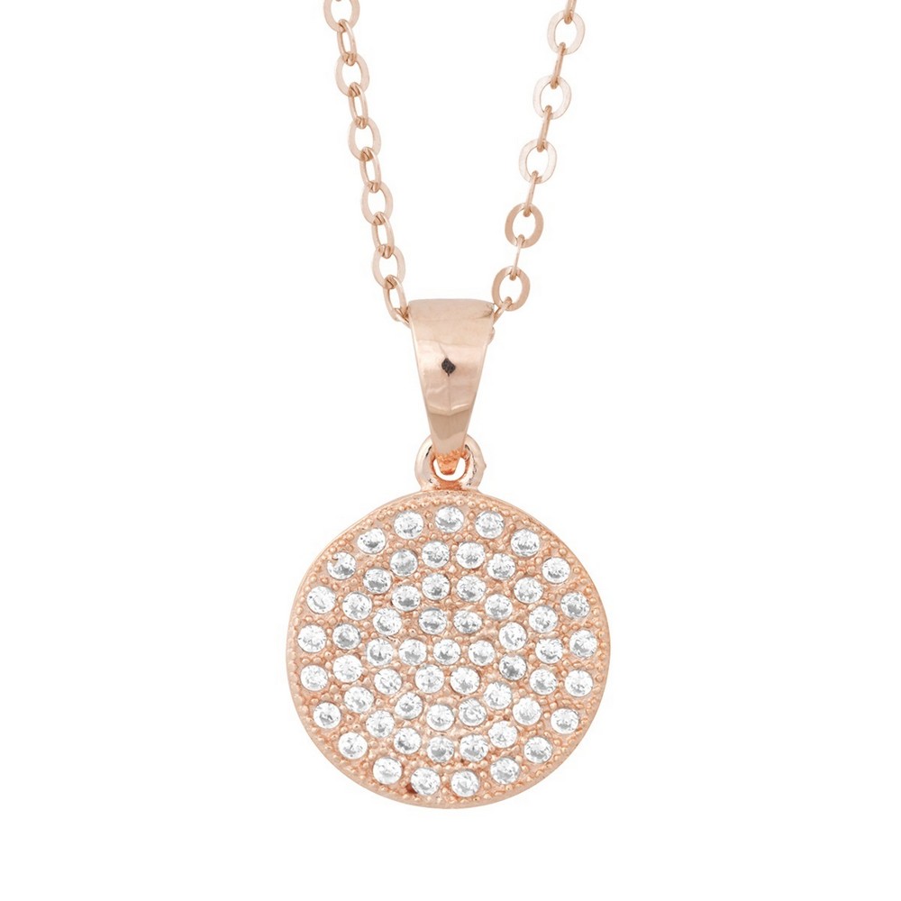 Sterling Silver Flat Micro Pave Pendant - Rose Gold Plated