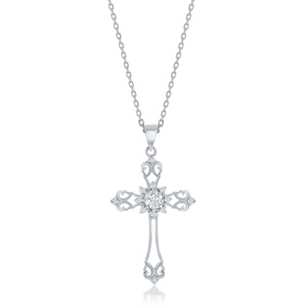 Sterling Silver CZ Cross Pendant