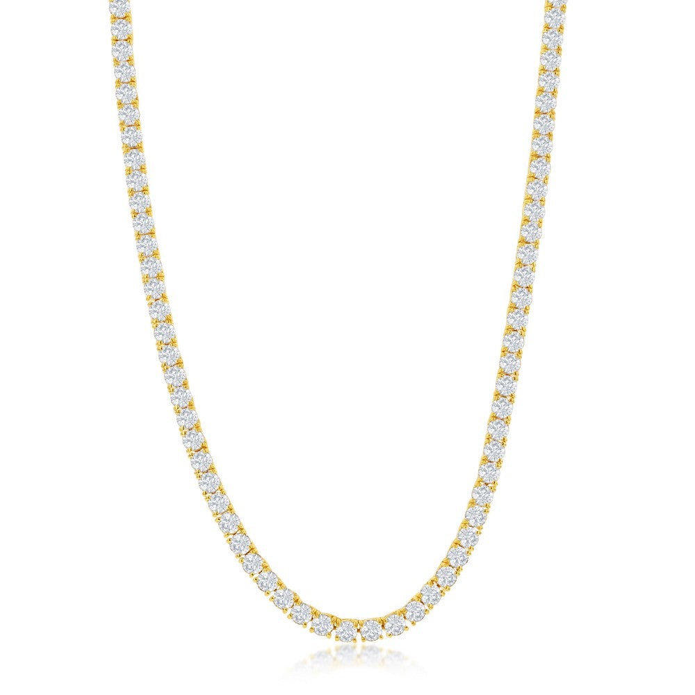 Sterling Silver 4mm Round CZ Tennis Necklace