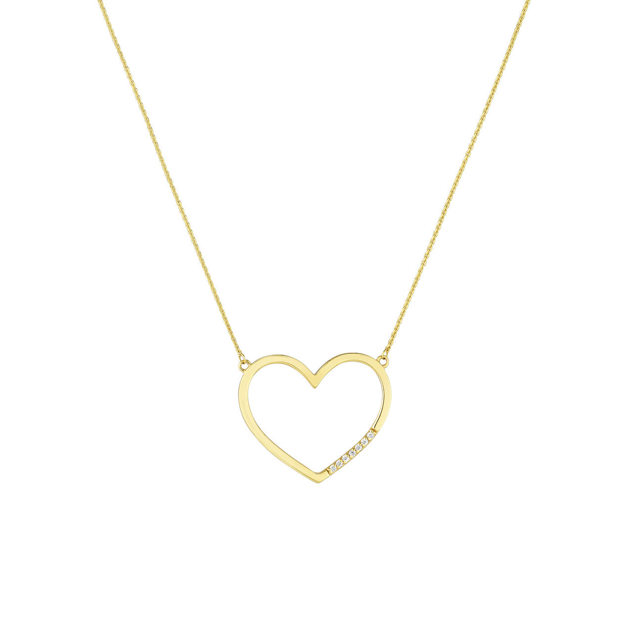 Open Heart Diamond Row Necklace