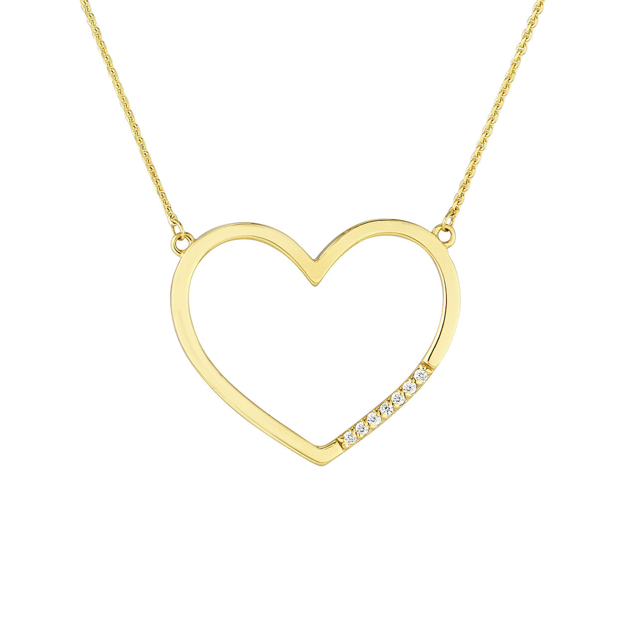 Open Heart Diamond Row Necklace