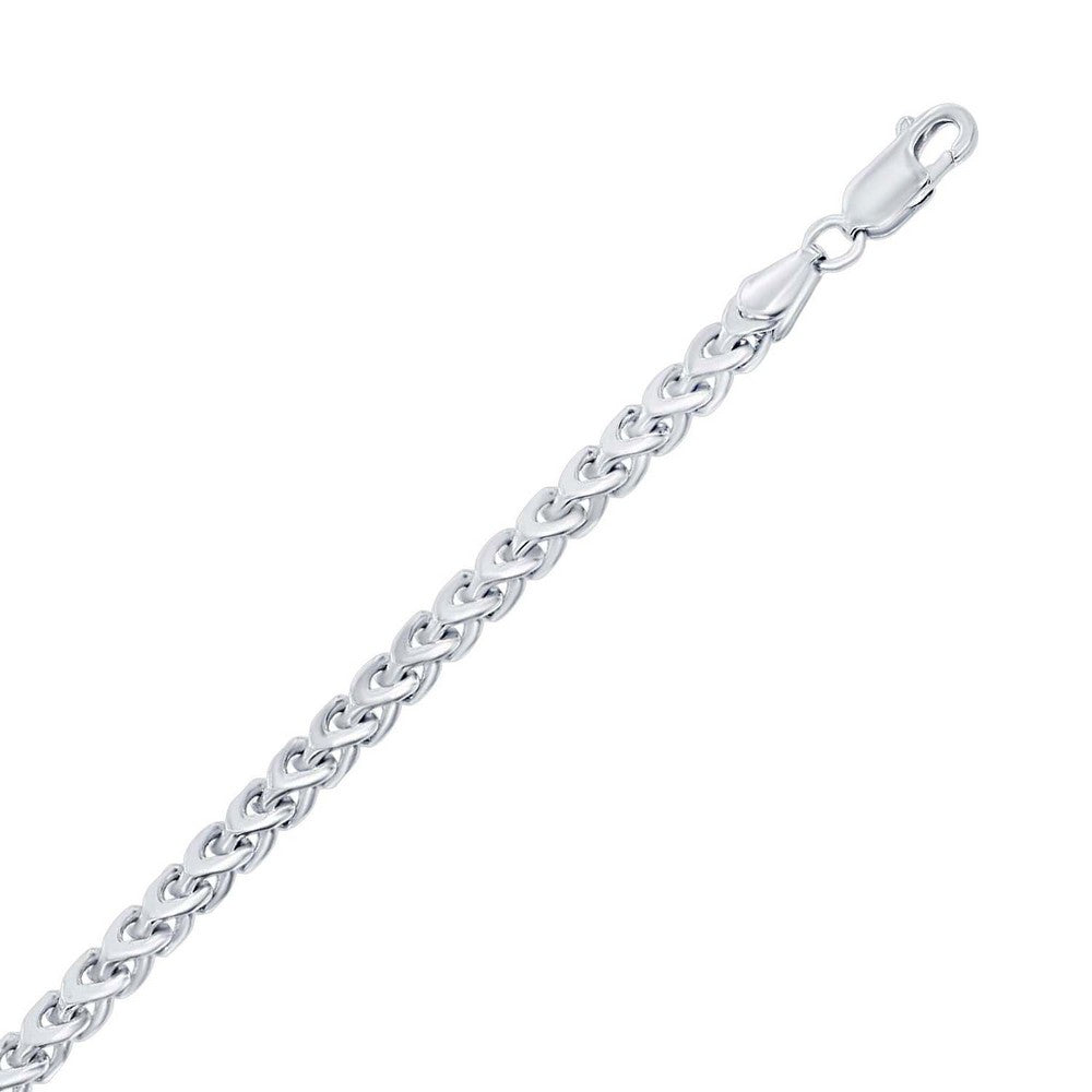 Sterling Silver 3MM Franco Bracelet- Rhodium Plated