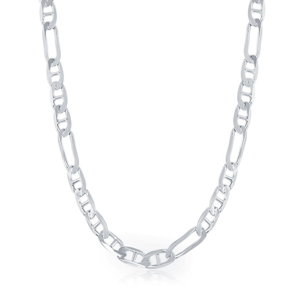 Sterling Silver 6mm Figaro Gucci Bracelet - Rhodium Plated