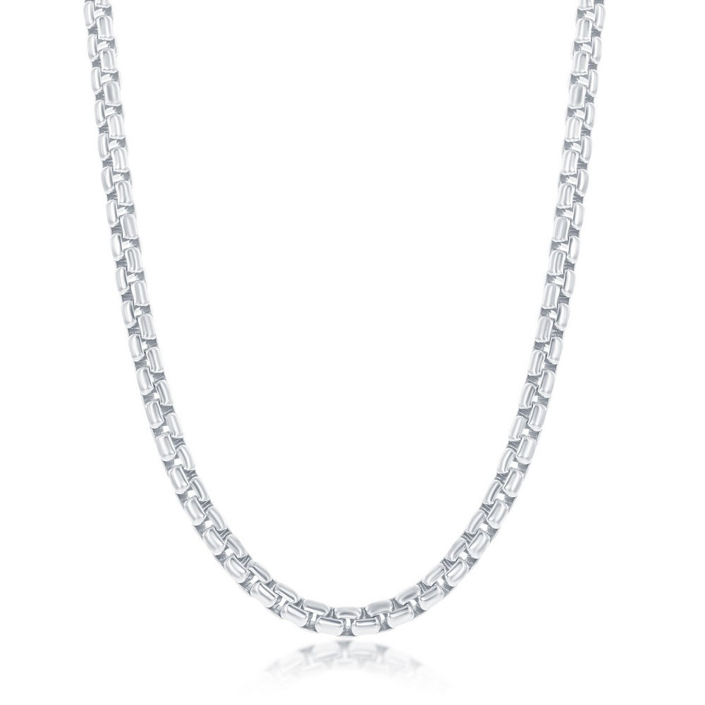 Sterling Silver 3.5mm Round Box Chain - Rhodium Plated