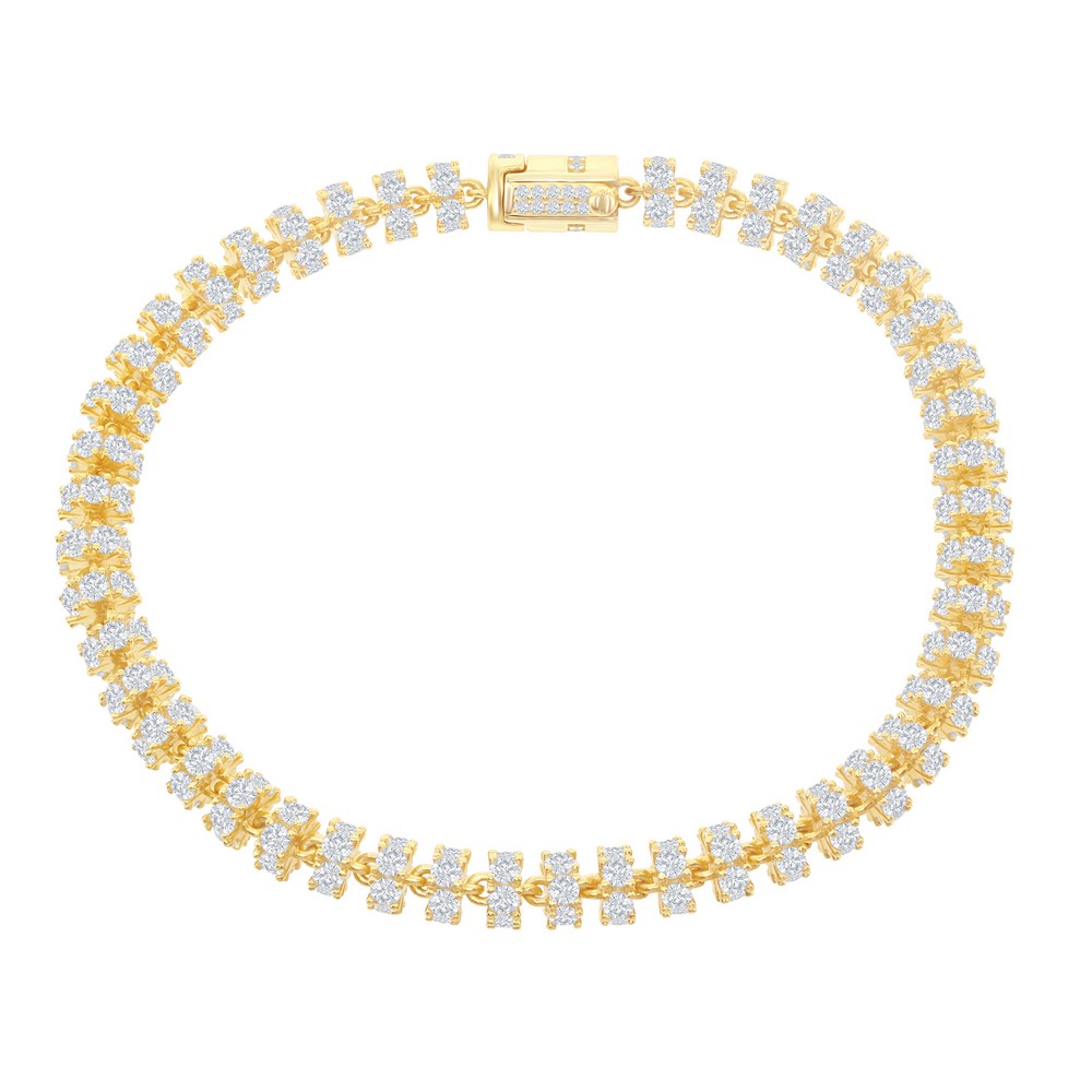 Sterling Silver 6mm Barrel CZ Bracelet - Gold Plated