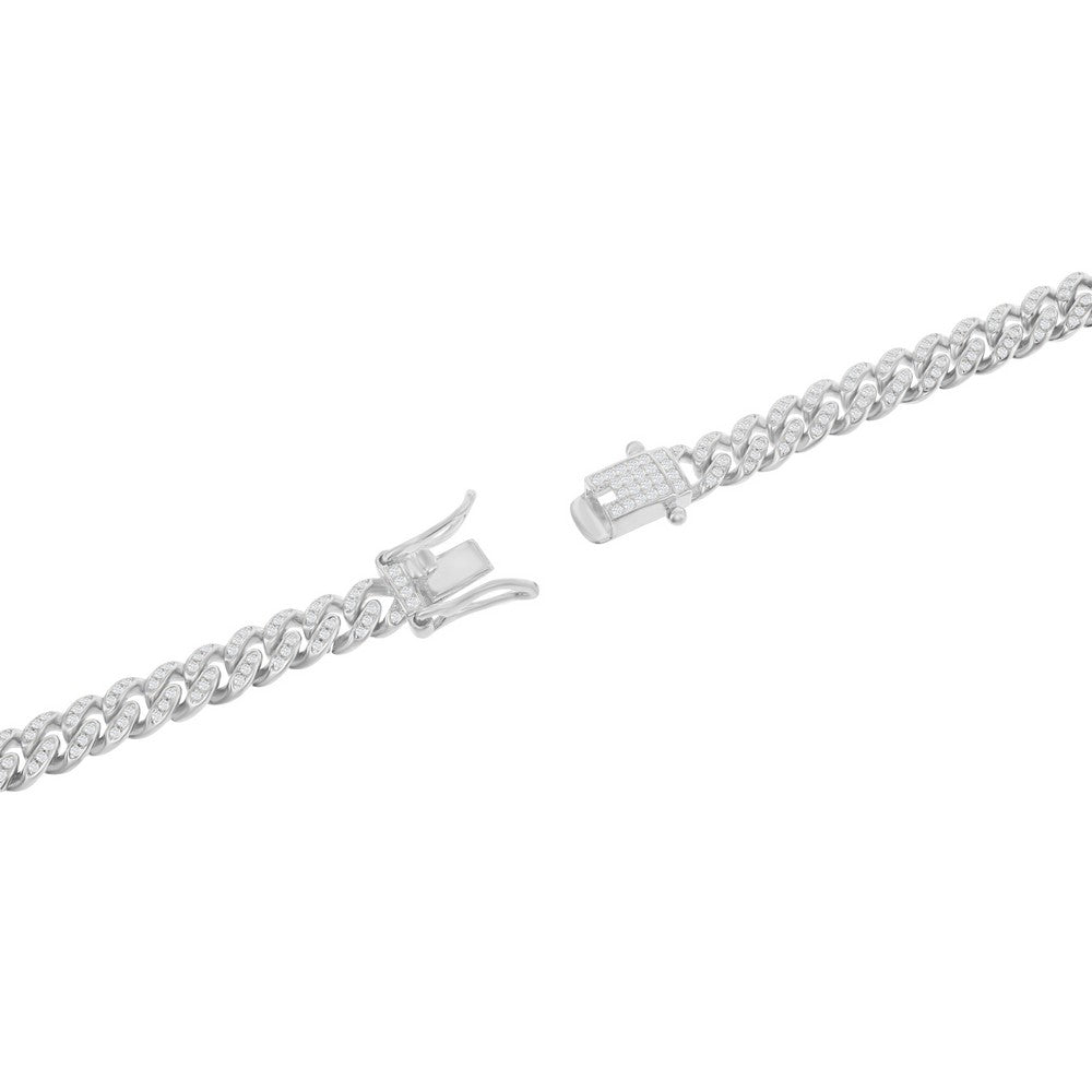 Sterling Silver Micro Pave CZ, 6mm Miami Cuban Chain - Rhodium Plated