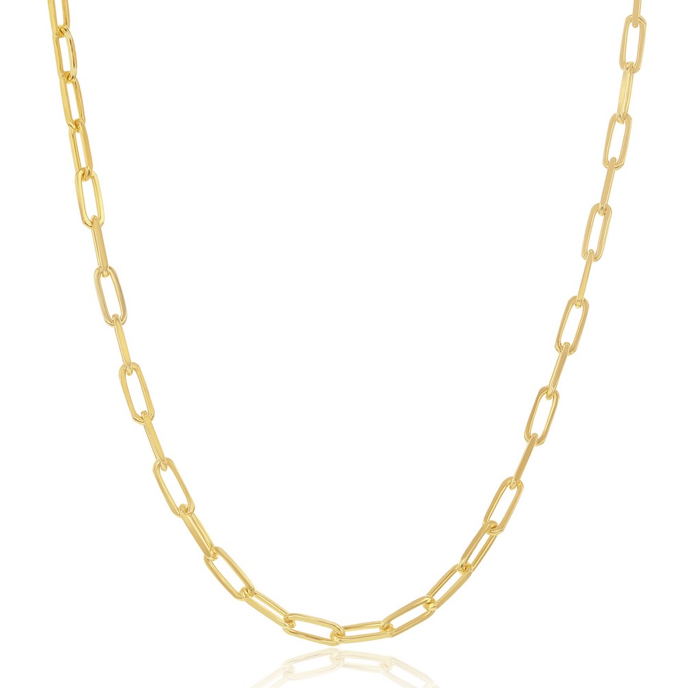 Sterling Silver 2.8mm Paper Clip Anklet - Gold Plated