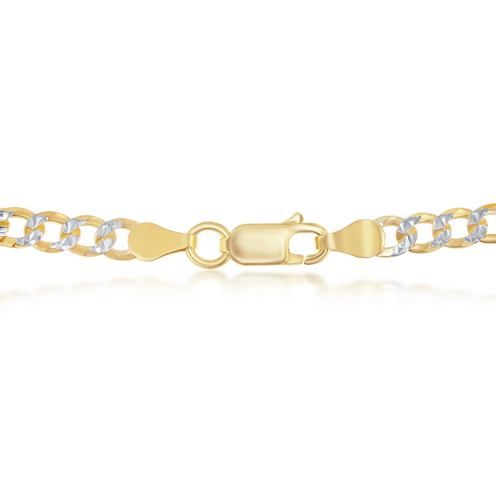 Sterling Silver 4.2mm Pave Cuban Chain - Gold Plated