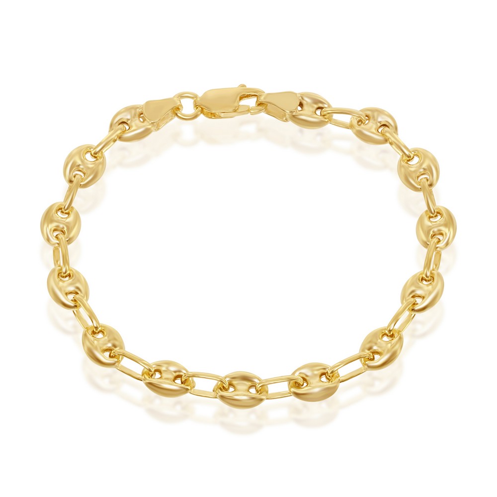 Sterling Silver 6mm Puffed Marina Chain - Gold Plated