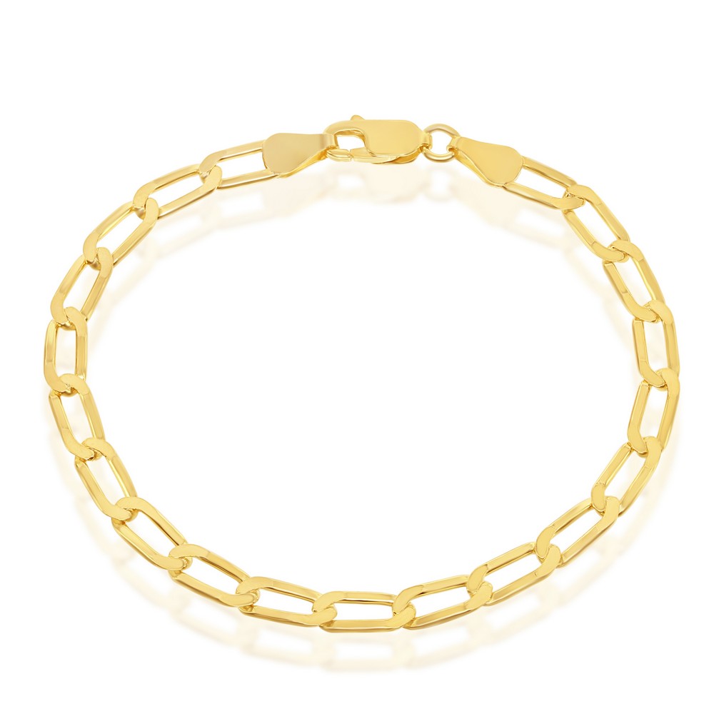 Sterling Silver 4.3MM Flat Paperclip Chain - Gold Plated