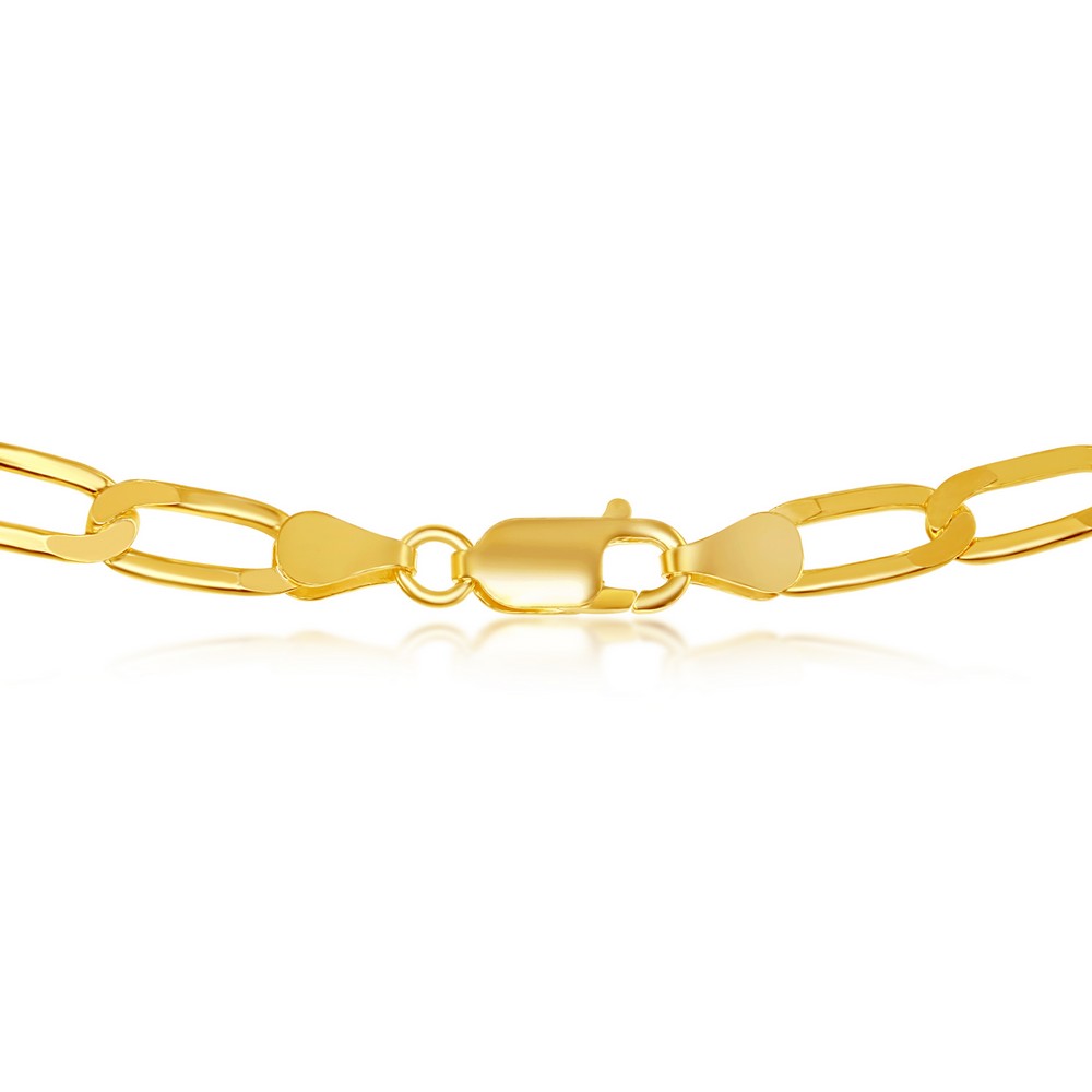 Sterling Silver 6MM Flat Paperclip Chain - Gold Plated