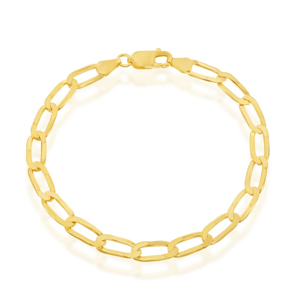 Sterling Silver 6MM Flat Paperclip Chain - Gold Plated