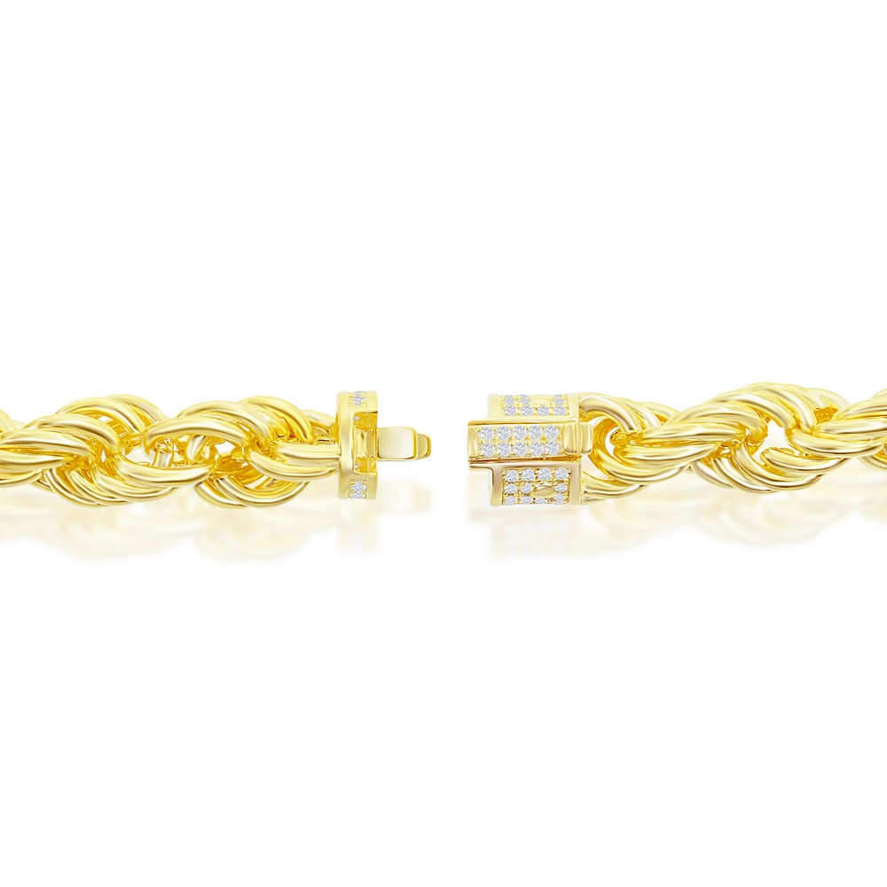 Sterling Silver 9.5mm Rope Chain w/ CZ Lock