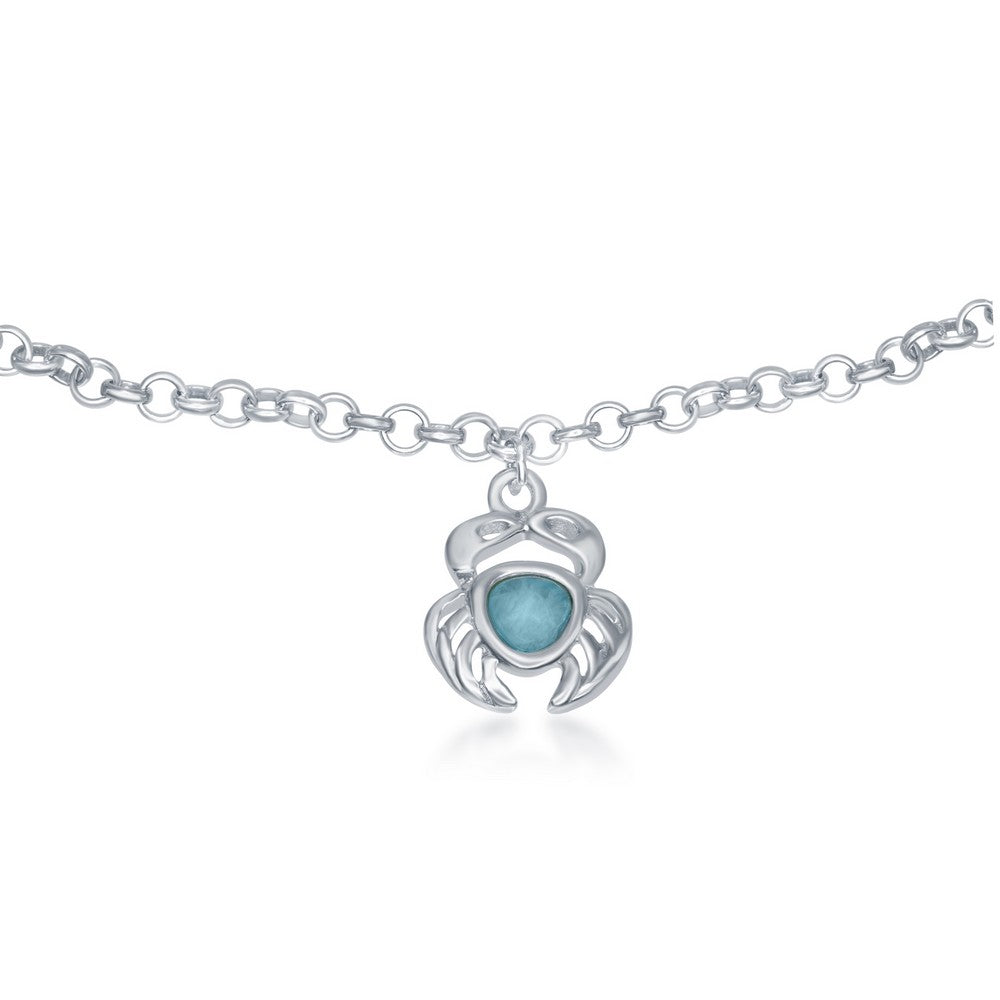 Sterling Silver Larimar Crab Anklet