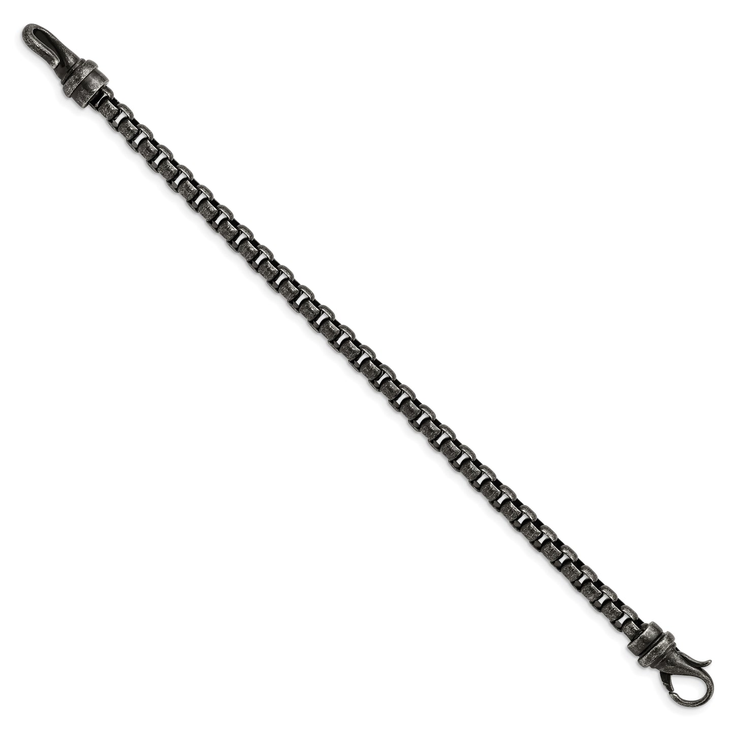 Stainless Steel Antiqued Box Chain 8.5in Bracelet
