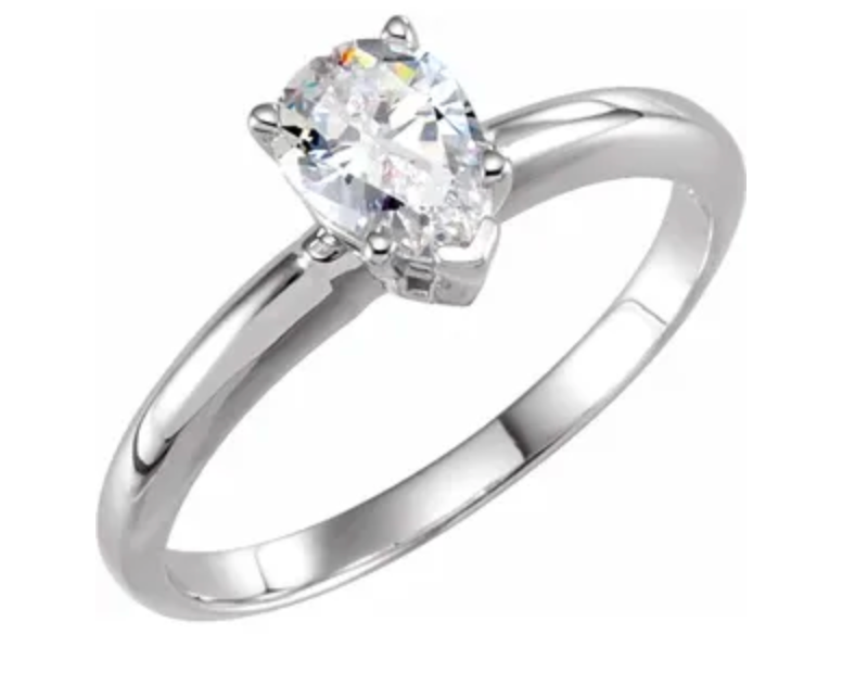 Halo Pear Shape Diamond Engagement Ring 14K White Gold