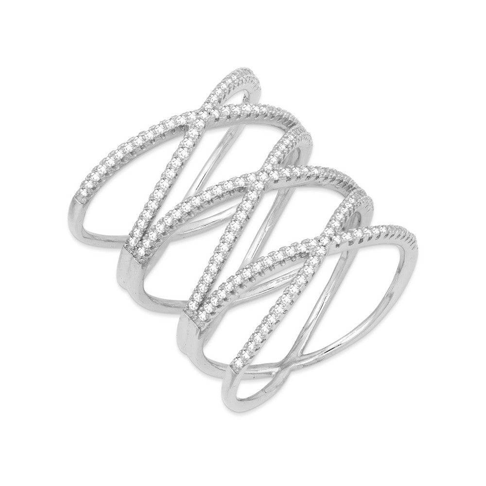 Sterling Silver Lightweight Triple 'X' CZ Ring