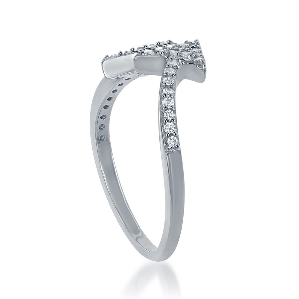 Sterling Silver CZ Double Arrow Ring
