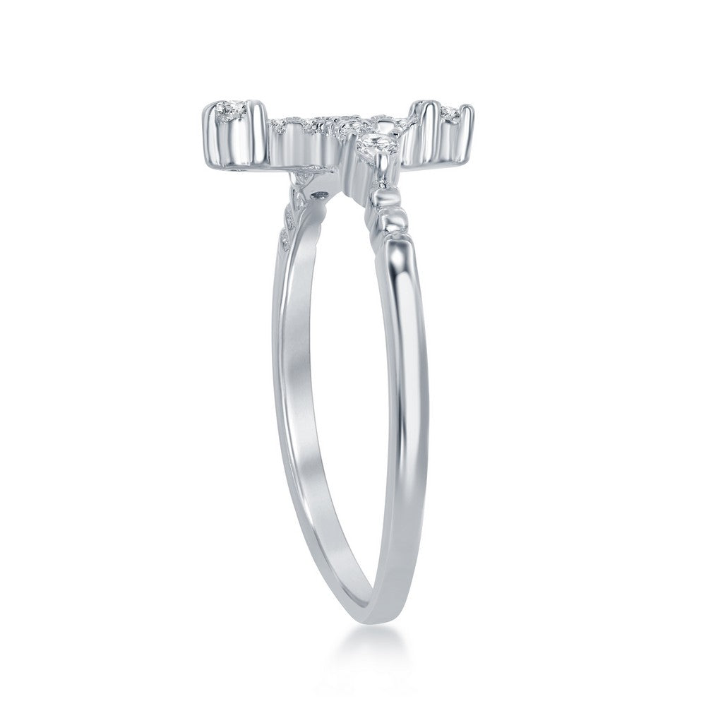 Sterling Silver CZ Cross Ring