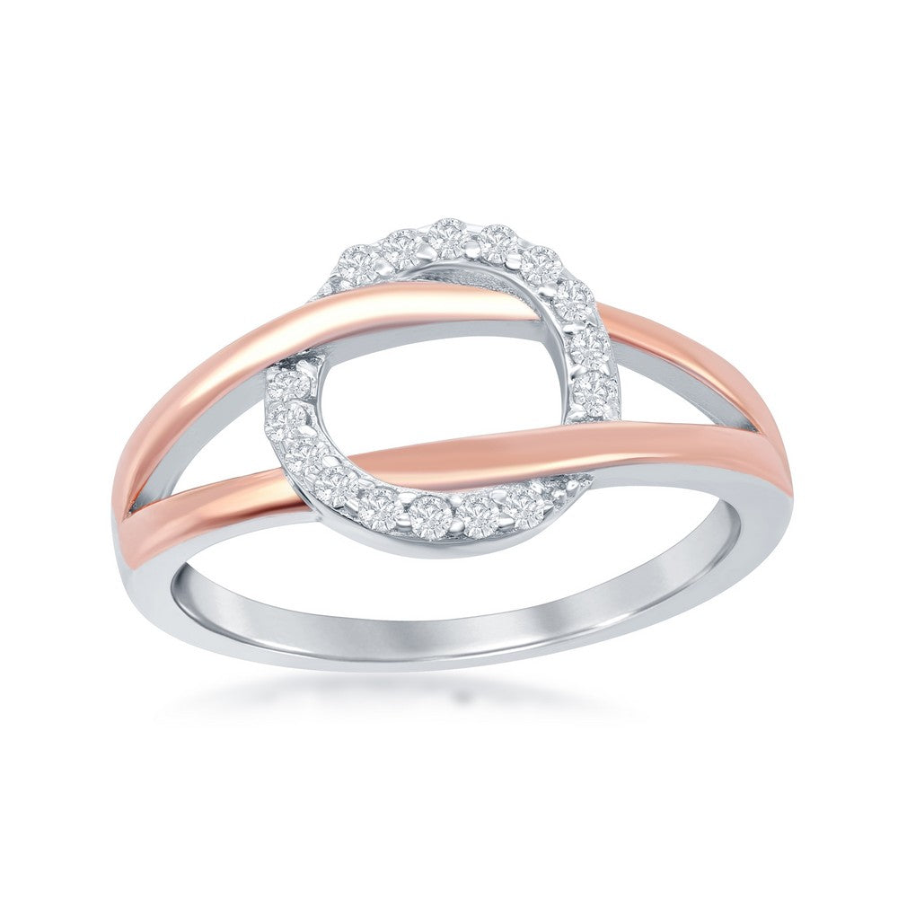 Ring Stopper Wedding Band Snow-like dotted band 925 rosé Silver Rose Gold  Plated - Gioiellitaly