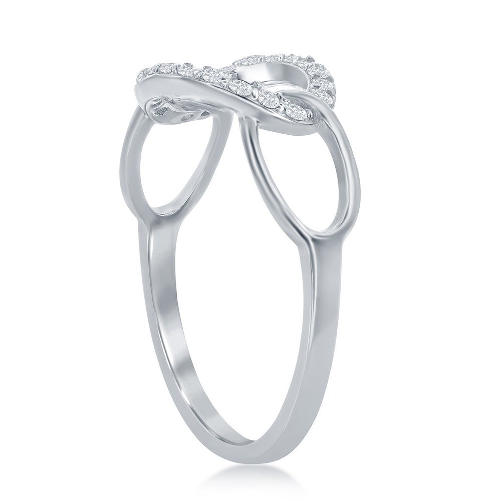 Sterling Silver Oval CZ Linked Ring